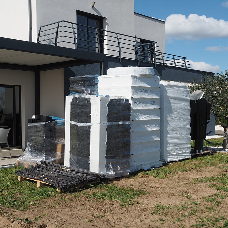 Photo de montage de structure en béton monobloc